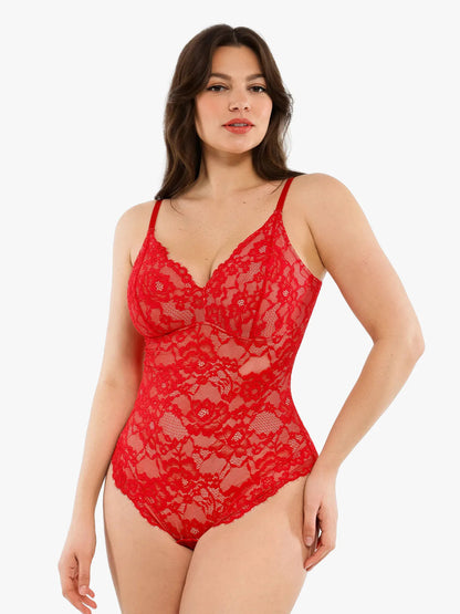 🔥Black Friday Frenzy 40% OFF - V Neck Lace Shapewear Bodysuit🩱