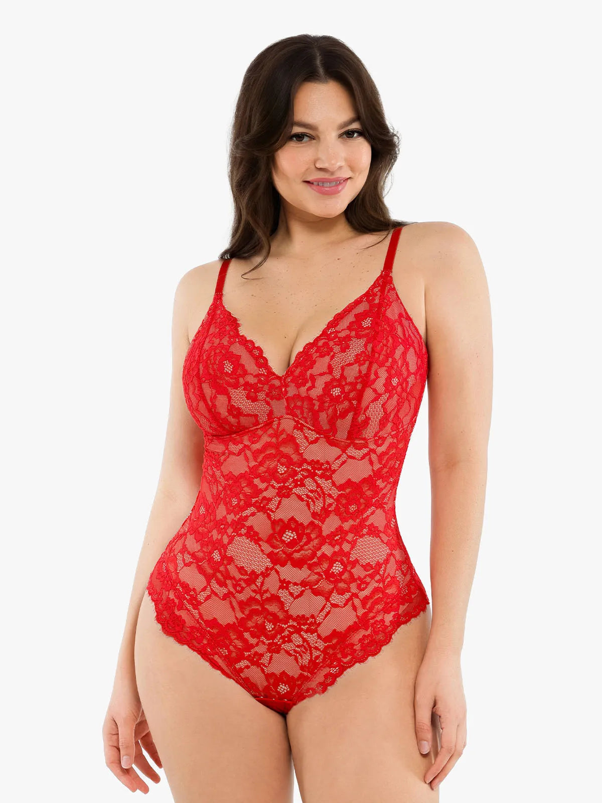 🔥Black Friday Frenzy 40% OFF - V Neck Lace Shapewear Bodysuit🩱