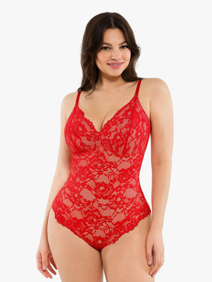 🔥Black Friday Frenzy 40% OFF - V Neck Lace Shapewear Bodysuit🩱