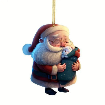 Acrylic Santa Claus Pendant Hanging Ornament for Christmas Trees