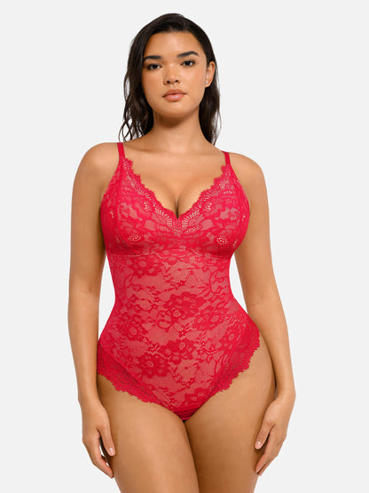 🔥Black Friday Frenzy 40% OFF - V Neck Lace Shapewear Bodysuit🩱