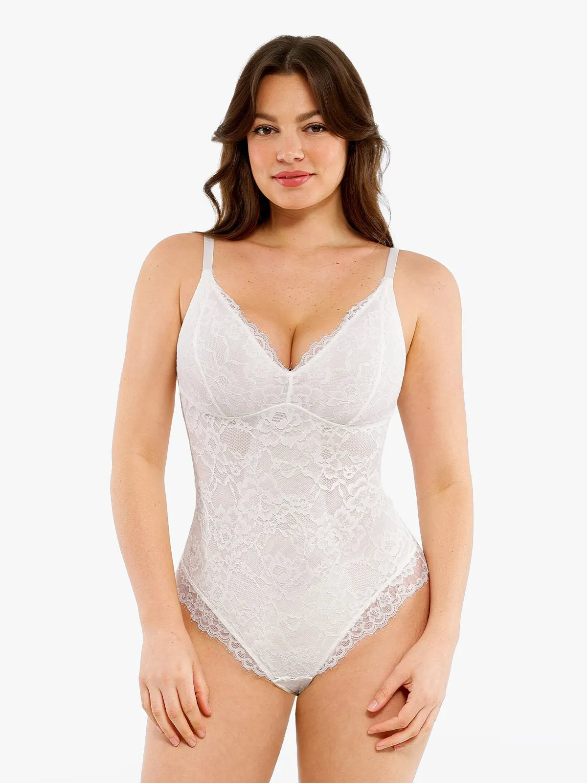 🔥Black Friday Frenzy 40% OFF - V Neck Lace Shapewear Bodysuit🩱