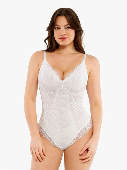 🔥Black Friday Frenzy 40% OFF - V Neck Lace Shapewear Bodysuit🩱