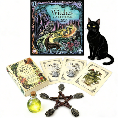 Witch’s Fortune-Bringing Trio: 2026 Calendar, Oracle & Pentagram