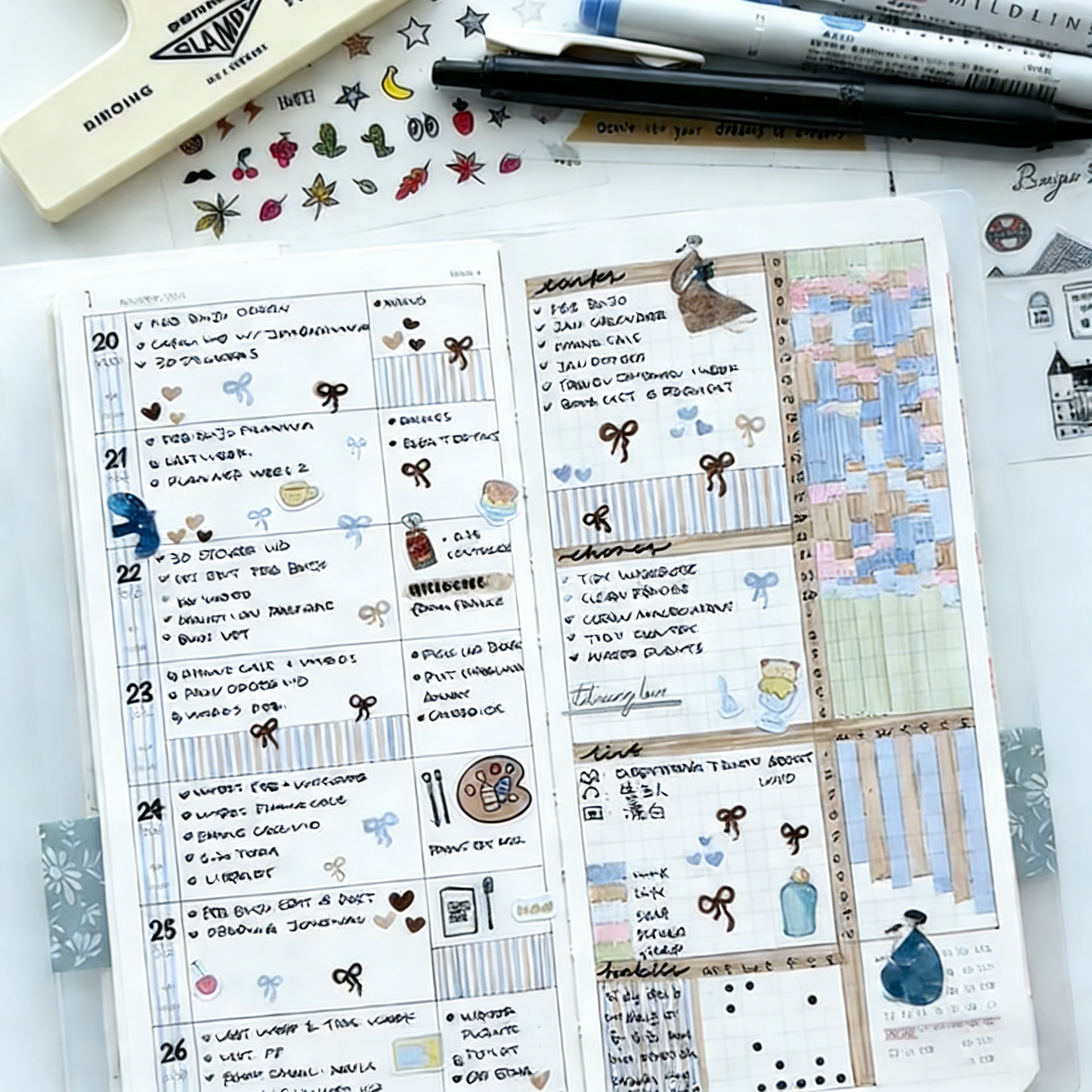 Linen Hardcover Weekly Planner With 210+ Exquisite Planner Stickers
