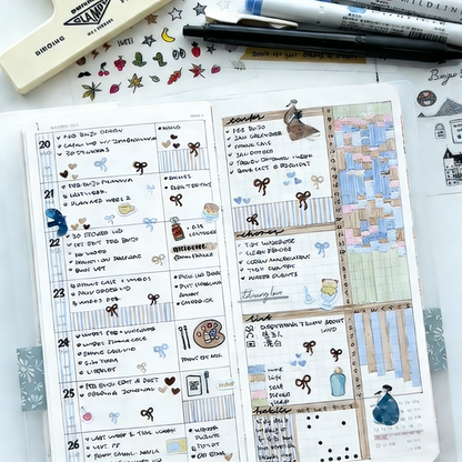 Linen Hardcover Weekly Planner With 210+ Exquisite Planner Stickers