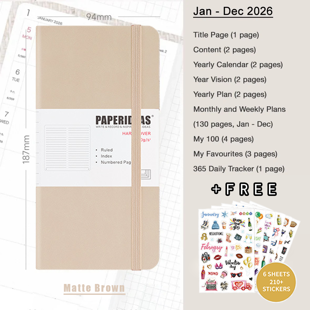 Linen Hardcover Weekly Planner With 210+ Exquisite Planner Stickers