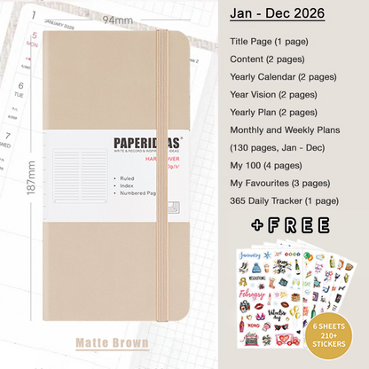 Linen Hardcover Weekly Planner With 210+ Exquisite Planner Stickers