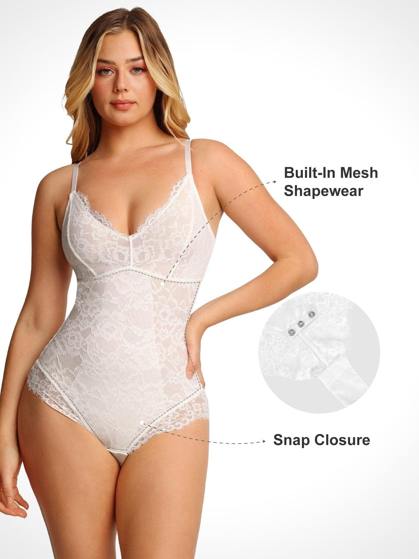 🔥Black Friday Frenzy 40% OFF - V Neck Lace Shapewear Bodysuit🩱