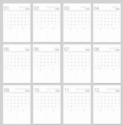 2026 Bucket List Wall Calendar