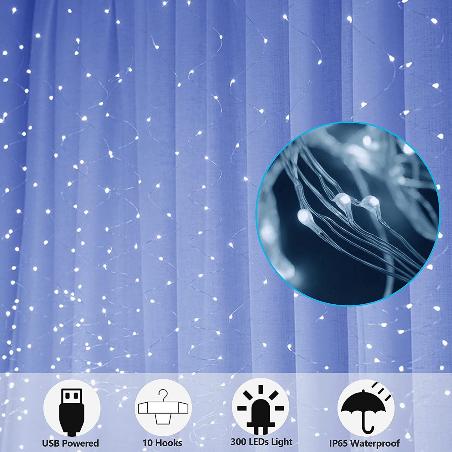 Window Curtain String Lights