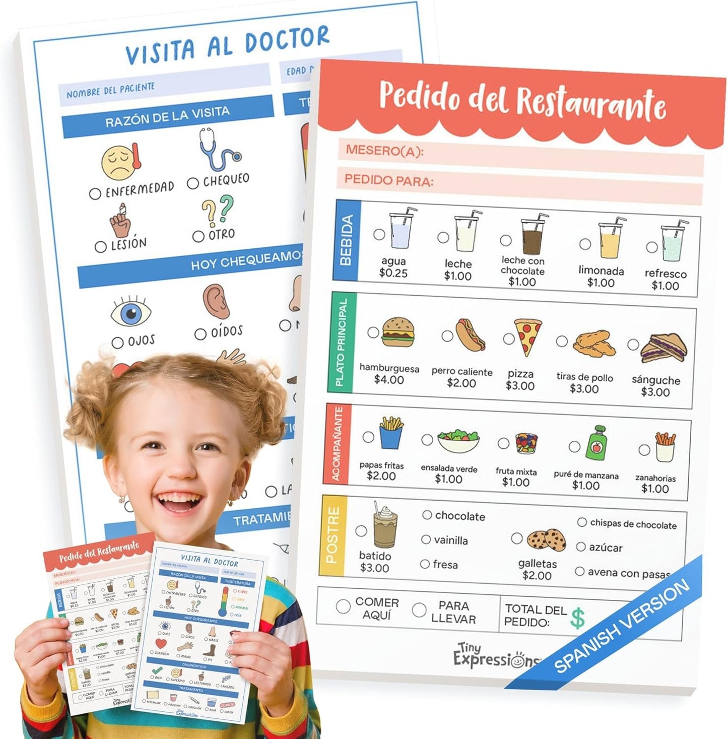2-Pack Kids Pretend Play Notepads