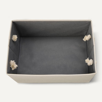 Natural Linen Rope-Handled Storage Bins (Set of 3)