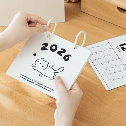 2026 Desktop Calendar with Simple Animal Illustrations