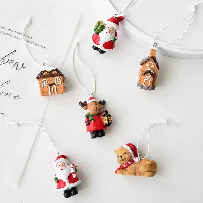 4PCS Mini Resin Christmas Tree Pendant