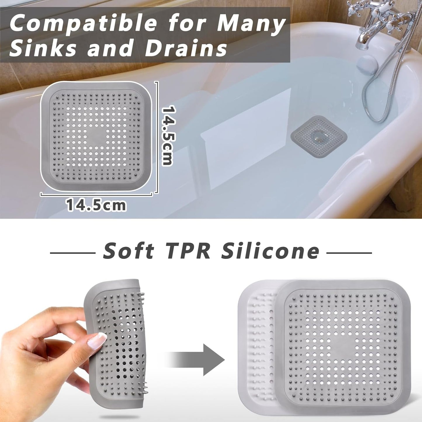 Silicone Shower Drain Hair Catcher with Sucker