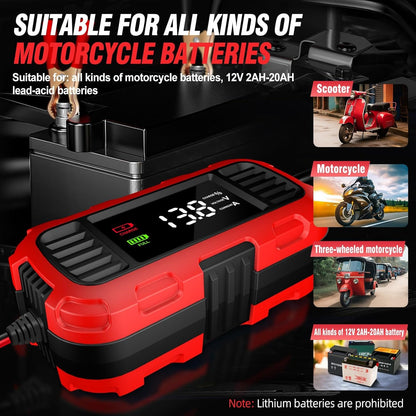 12V 2A Car Battery Charger Digital Display Smart Battery Charging