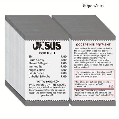 50 Pcs Gospel Tract Cards Salvation Pocket Prayer Postcard