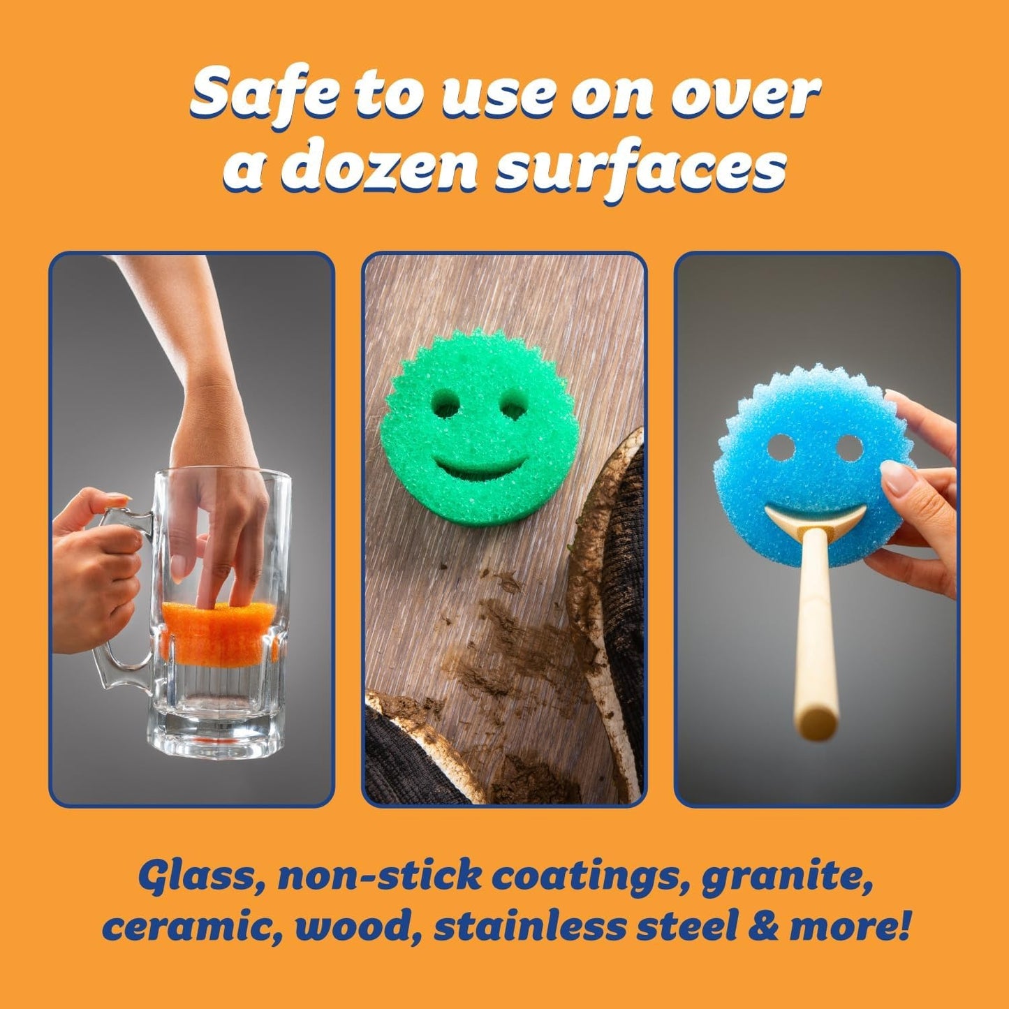 3PC Multipurpose Dish Sponges for Kitchen