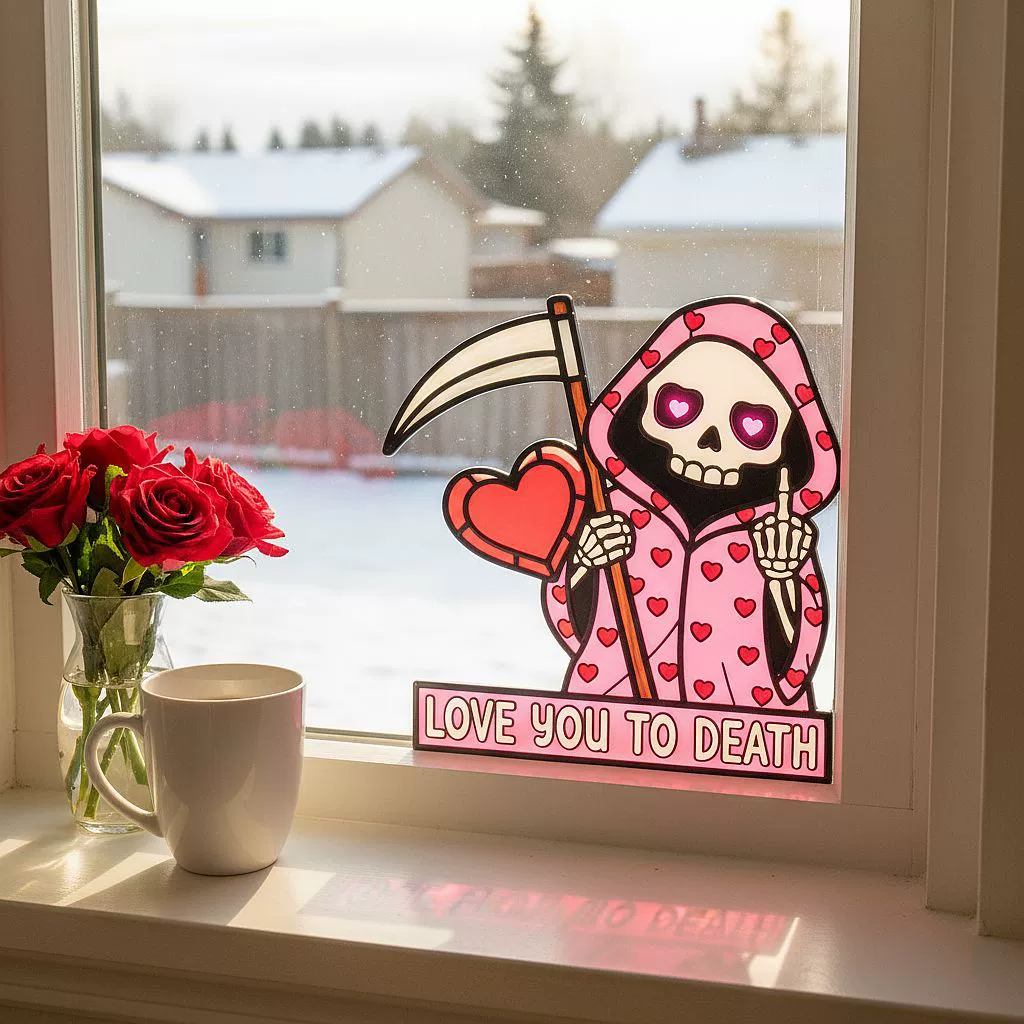 ✨Love You To Death Grim Reaper Window Corner Suncatcher