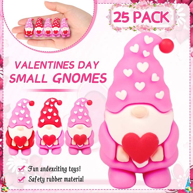 25 Pcs Mini Valentines Gnomes Figurines