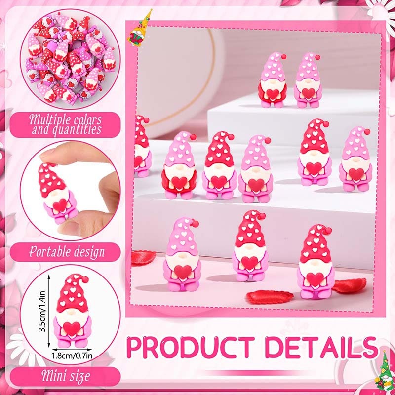 25 Pcs Mini Valentines Gnomes Figurines