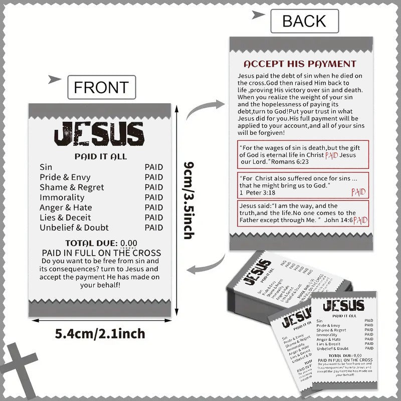 50 Pcs Gospel Tract Cards Salvation Pocket Prayer Postcard